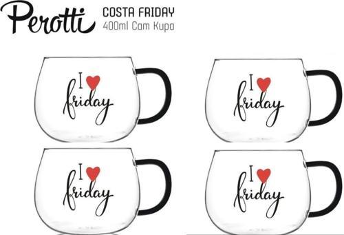 costa friday cam kuplu kupa - 4 lü çay kahve fincanı 400 ml.sf-13773