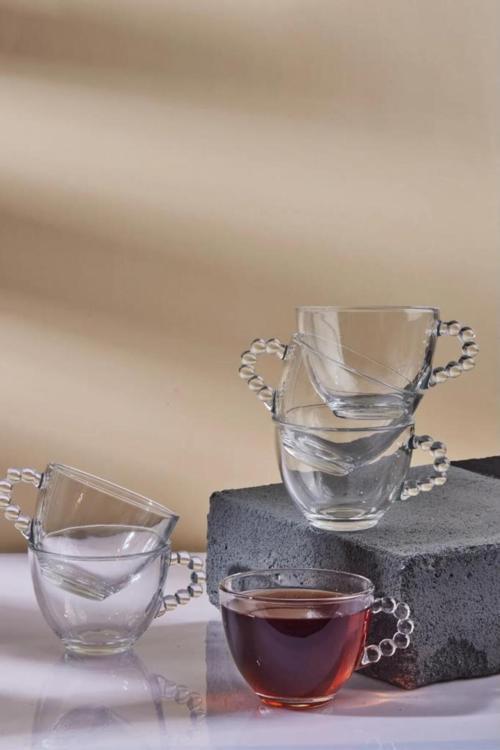 girona çay nescafe fincanı - 6 lı boncuklu çay fincanı (tabaksız)