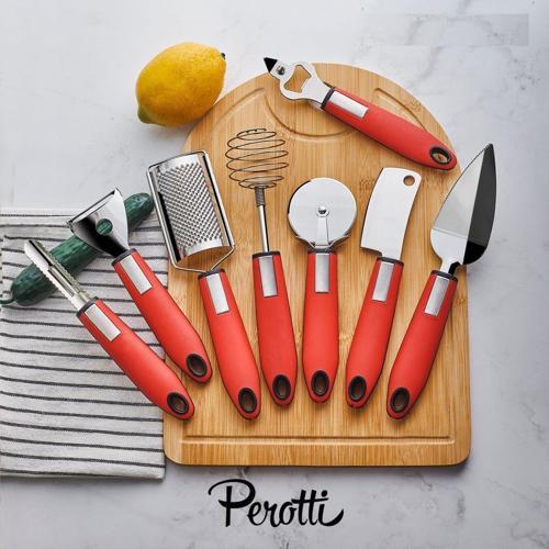 pratik mutfak aletleri - spatula açacak çırpıcı rende seti 8 prç.kırmızı