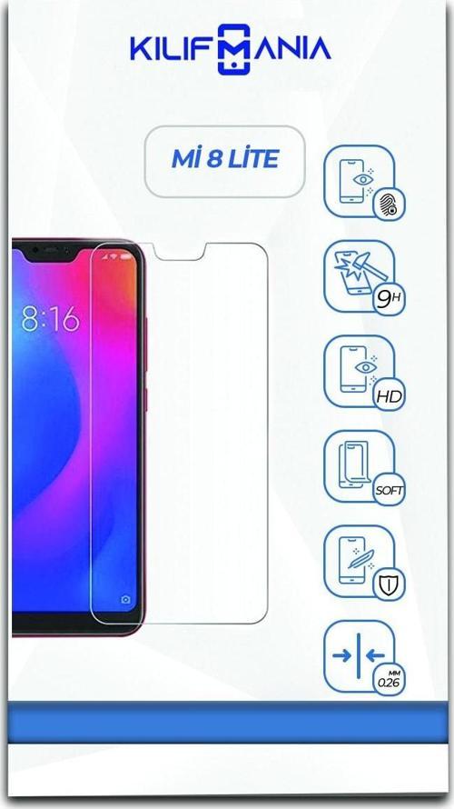 Xiaomi Mi 8 Lite Uyumlu Temperli Ekran Koruyucu Kırılmaz Cam
