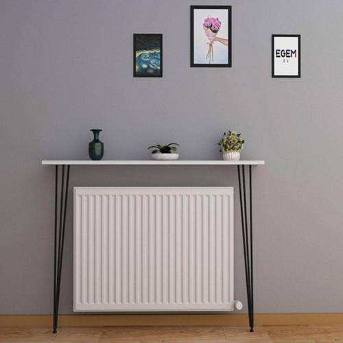 120 Cm Kalorifer Radyatör Petek Üstü Dresuar Metal Ayaklı Koridor Dekoratif Organizer Raf