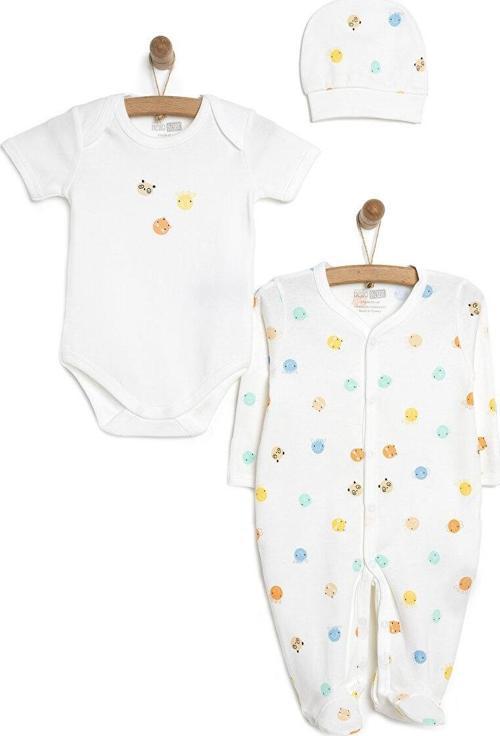 HelloBaby Yenidoğan Bebek Jungle Kendinden Eldivenli Tulum-Body-Şapka 3lü Set Unisex