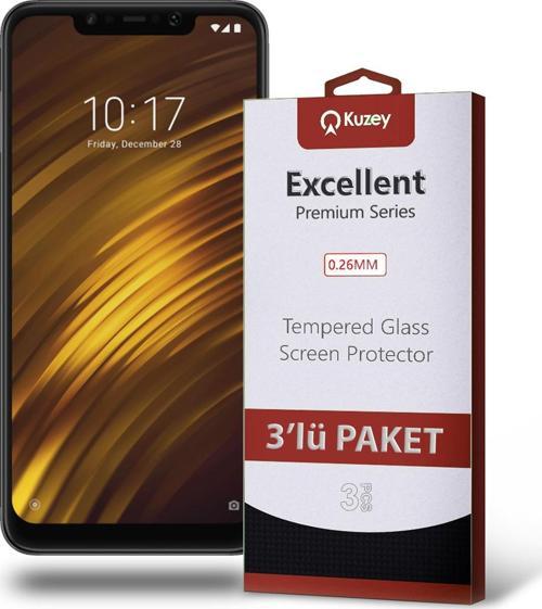 Xiaomi Pocophone F1 Temperli Ekran Koruyucu Kırılmaz Cam Ekonomik 3'lü Paket