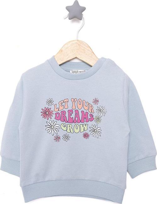 HelloBaby Basic Az Şardonlu Çiçekli Yazı Desenli Sweatshirt Kız Bebek