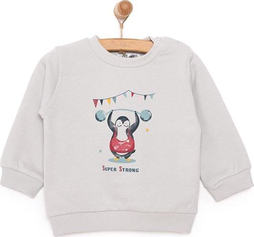 HelloBaby Basic Az Şardonlu Penguen Baskılı Sweatshirt Erkek Bebek