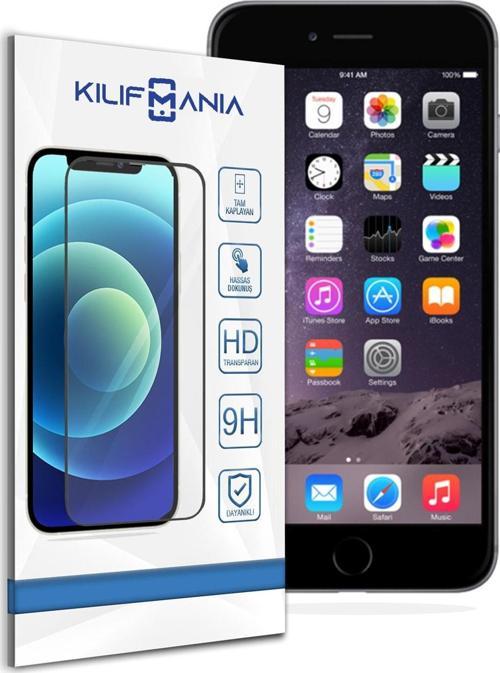 Iphone 6 Plus Tam Kaplayan Temperli Ekran Koruyucu Cam-Siyah