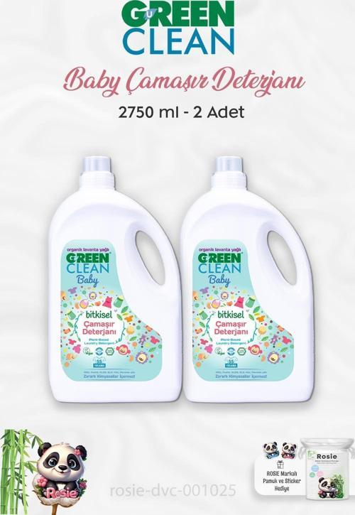2 Adet Green Clean Baby Bitkisel Çamaşır Deterjanı 2750 ml ve ROSIE
