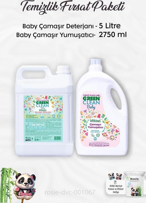 Baby Bitkisel Çamaşır Yumuşatıcı 2750 ml, Çamaşır Deterjanı 5lt ve ROSIE