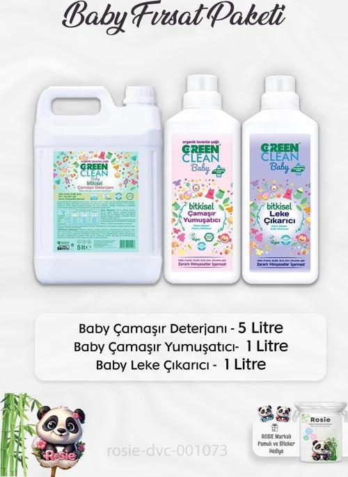 Baby Çamaşır Deterjanı 5 lt, Çamaşır Yumuşatıcızı 1 lt, Leke Çıkarıcı 1 lt ve ROSIE