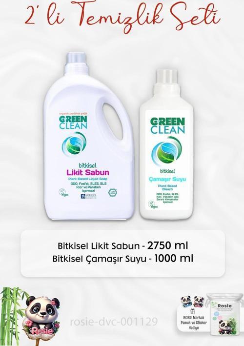 Bitkisel Likit Sabun 2750 ml, Çamaşır Suyu 1 lt ve ROSIE