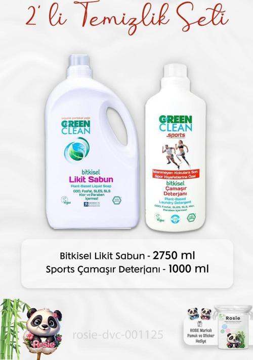 Bitkisel Likit Sabun 2750 ml, Sports Çamaşır Deterjanı 1 lt ve ROSIE