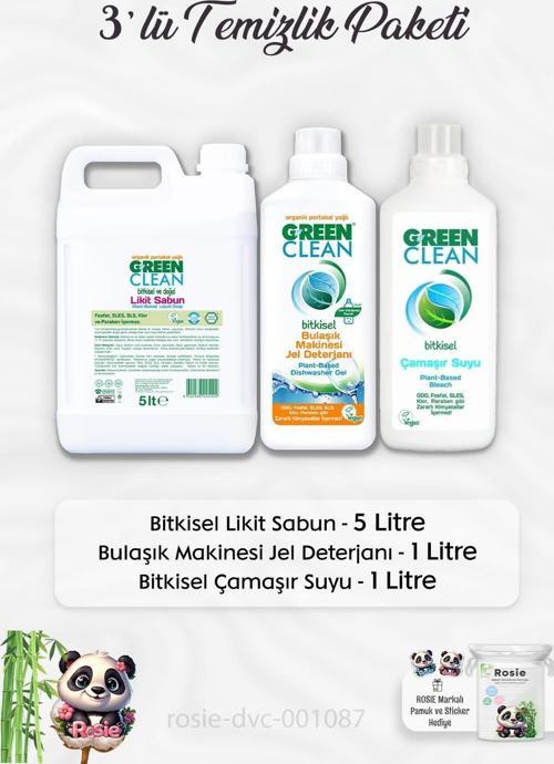 Likit Sabun 5 lt, Çamaşır Suyu 1 lt, Bulaşık Makinesi Deterjanı 1 lt ve ROSIE