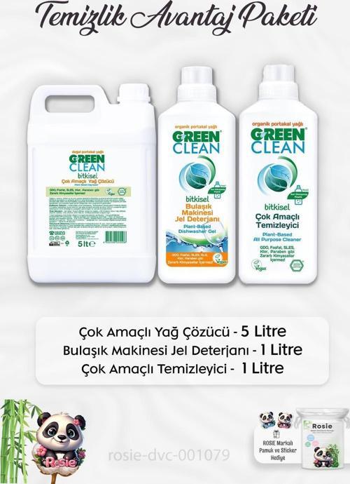 Yağ Çözücü 5 lt, Bulaşık Makinesi Deterjanı 1 lt, Çok Amaçlı Temizleyici 1lt ve ROSIE