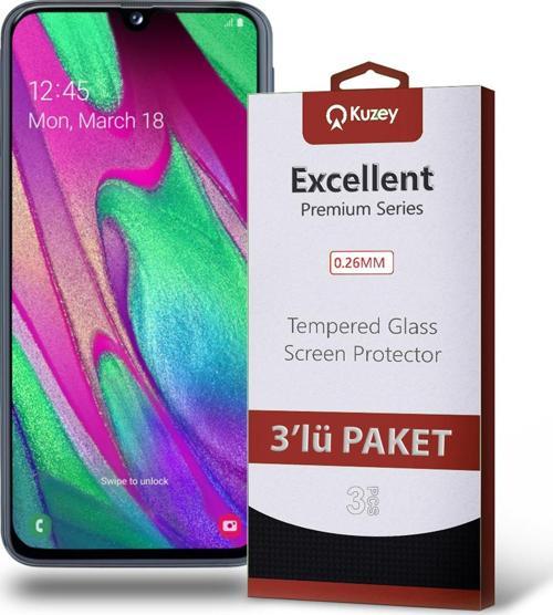Samsung Galaxy A40 Temperli Ekran Koruyucu Kırılmaz Cam Ekonomik 3'lü Paket