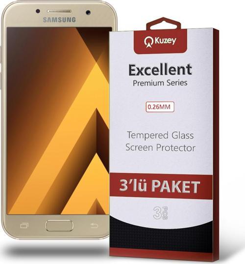 Samsung Galaxy A3 2017 Temperli Ekran Koruyucu Kırılmaz Cam Ekonomik 3'lü Paket