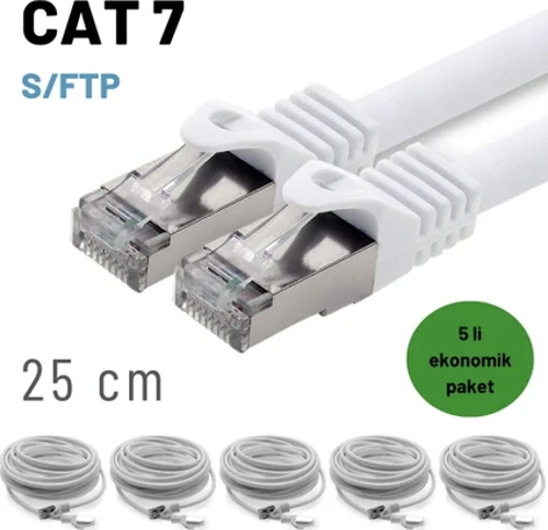 5 adet 25 cm IRENIS CAT7 Kablo S/FTP Ethernet Network LAN Ağ Kablosu