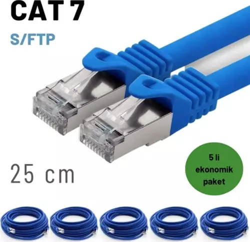 5 adet 25 cm IRENIS CAT7 Kablo S/FTP Ethernet Network LAN Ağ Kablosu