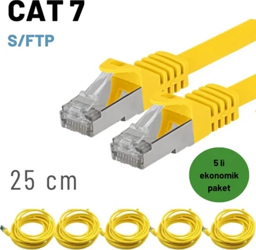 5 adet 25 cm IRENIS CAT7 Kablo S/FTP Ethernet Network LAN Ağ Kablosu