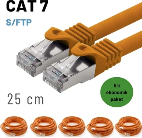 5 adet 25 cm IRENIS CAT7 Kablo S/FTP Ethernet Network LAN Ağ Kablosu