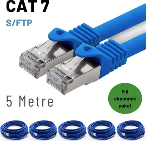 5 adet 5 Metre IRENIS CAT7 Kablo S/FTP Ethernet Network LAN Ağ Kablosu