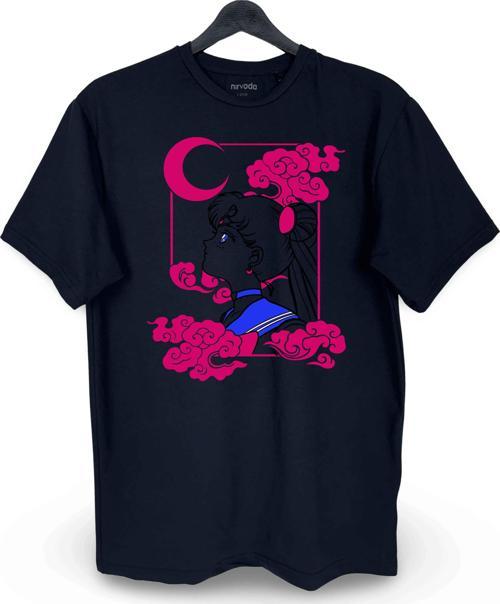 Sailor Moon Pembe Baskılı Loose Fit Bisiklet Yaka Unisex Tişört Anime Manga