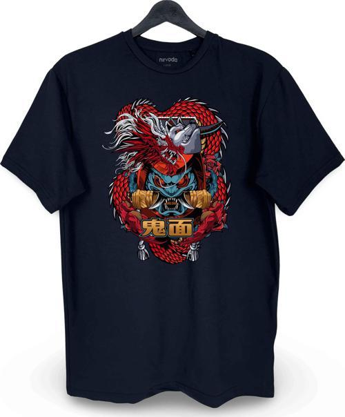 Anime Şeytan Baskılı Loose Fit Bisiklet Yaka Unisex Tişört