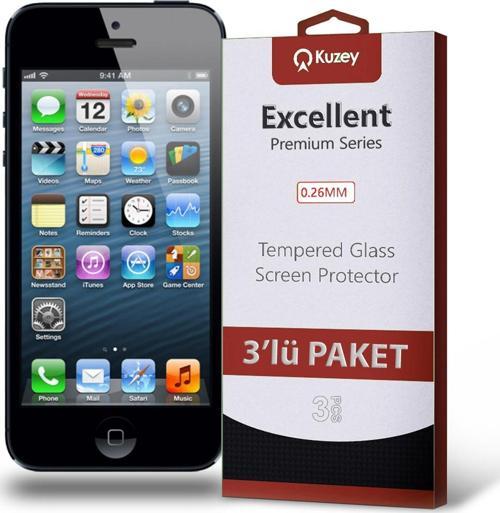 Apple iPhone 5s Temperli Ekran Koruyucu Kırılmaz Cam Ekonomik 3'lü Paket