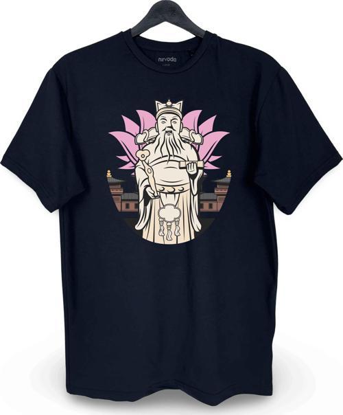 Çin Hükümdarı Baskılı Loose Fit Bisiklet Yaka Unisex Tişört