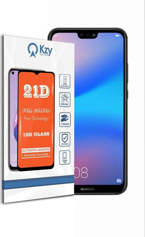 Huawei P20 Lite Tam Kaplayan 21D Temperli Ekran Koruyucu Cam