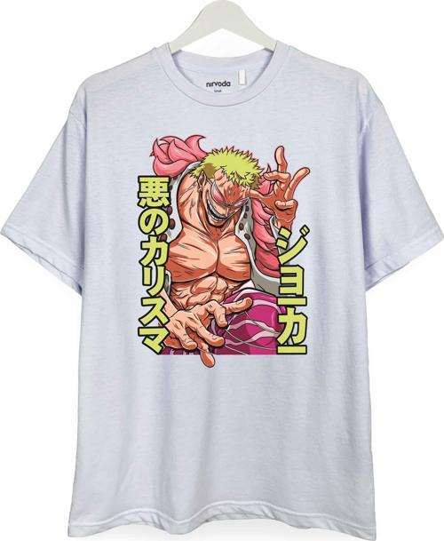 Doflamingo One Piece Baskılı Loose Fit Bisiklet Yaka Unisex Tişört Anime Manga