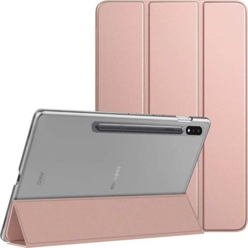 Samsung Galaxy Tab S7 Plus Kılıf 12.4 inç Yatay Stand Özellikli Arkası Sert P.c PU Deri Kapak Smar Kılıf
