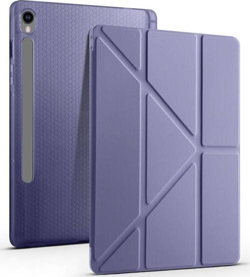 Samsung Galaxy Tab S10 Plus Kılıf Yatay ve Dikey Standlı Uyku Modlu Kalemlikli Trifold Arkası Silikon Kılıf 