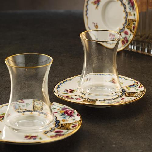 1453 Antik Rose Gold 12 Parça 6 Kişilik Çay Seti 110 ml