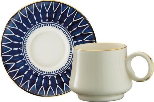 1453 Deep Blue Yüzük Gold 12 Parça 6 Kişilik Kahve Fincan Takımı 90 ml