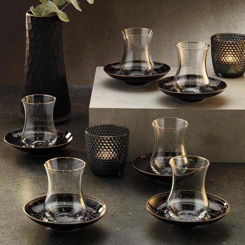 1898 Davinci Siyah 12 Parça 6 Kişilik Çay Seti 150 ml