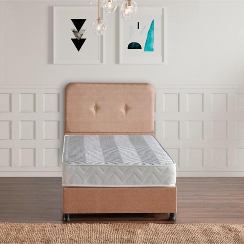 Budget Yatak Seti 90x190 cm Yatak Baza Başlık Takımı - Tek Kişilik Sert Ortopedik Yatak, Baza ve Başlık