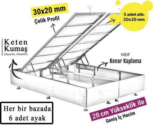 Silver Yatak Baza Başlık Seti 90x190 Tek Kişilik Full Ortopedik Yatak Gri Keten Baza ve Başlık