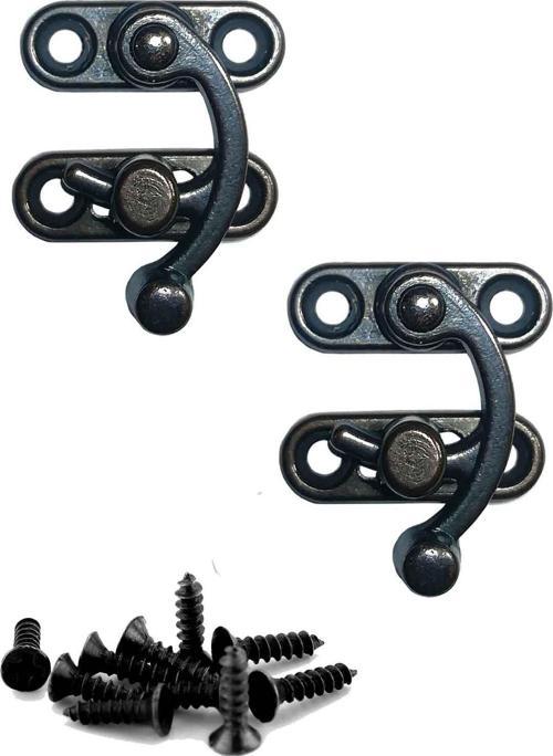 KÜÇÜK YAY GÖZÜ KANCALI KİLİT 2 ADET KUTU SANDIK VE KAPAK KLİPSİ VİDALI 20X24 MM OKSİT