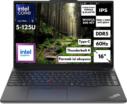 ThinkPad E16 G2 Ultra 5-125U 16GB 512 GBSSD Intel Graphics 16" WUXGA Windows 11 Home 21MA003MTX BT44