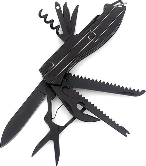 11 Fonksiyonlu Kamp Cep Çakısı Multitool Siyah