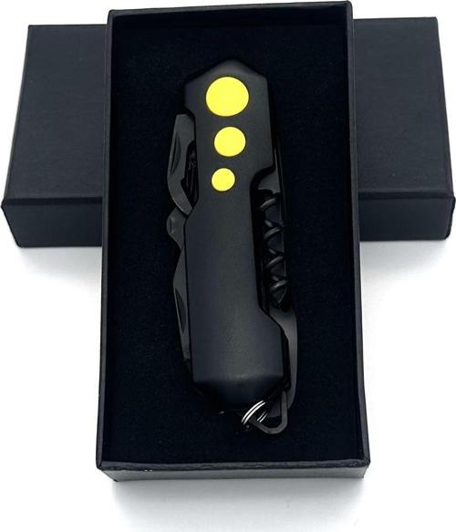 14 Fonksiyonlu Outdoor Kamp Multifonksiyonel Kutulu Cep Çakısı Sarı Siyah