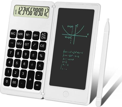 C5 Dijital Çizim Ekranlı Bilimsel Fonksiyonlu E-Writer Hesap Makinesi Katlanabilir Sessiz Tuşlu Beyaz