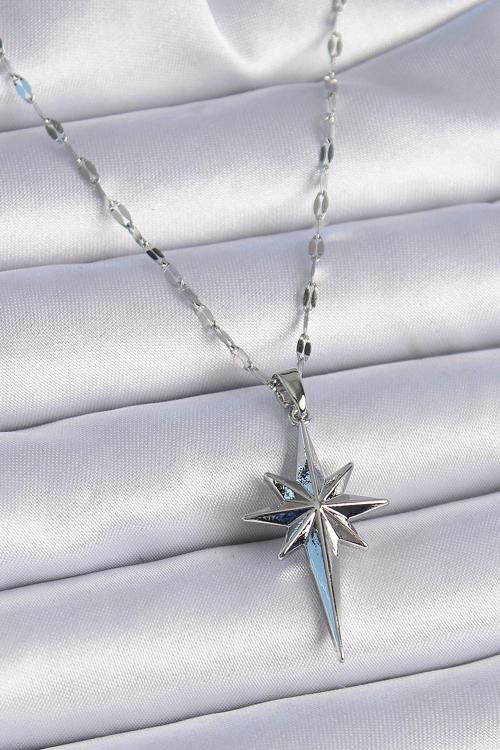Zincir Gümüş Renk Kutup Yıldızı Model Kadın Kolye - EBJ241026W28759