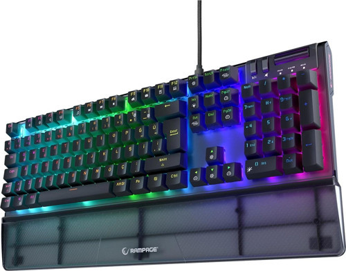 Carbon Siyah RGB Q Bilek Destekli Blue Switch Gaming Oyuncu Klavye