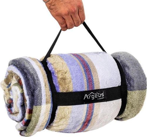 Peluş Polar Kamp Battaniyesi - Haki Ekose - Acil Durum Battaniye - Argeus Camp