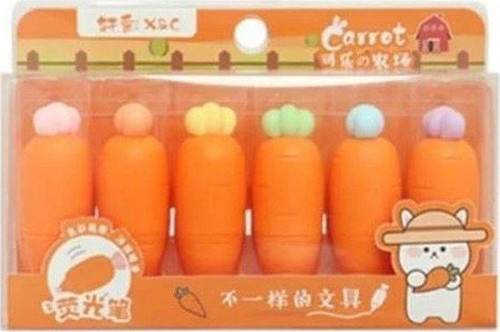 Lüks Havuç Fosforlu Kalem 6 Renk Blister