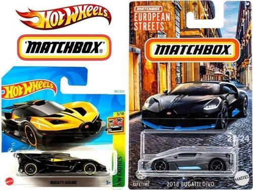 2 Araç Bugatti Set - Hot Wheels Bolide (Sarı) & Matchbox Divo (1/64)