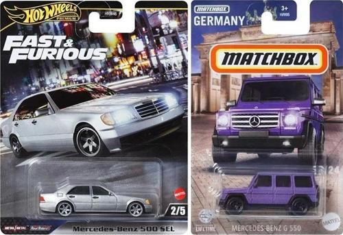 2 Araç Mercedes Benz Set - Hot Wheels Premium 500 SEL & Matchbox G 550 (1/64)