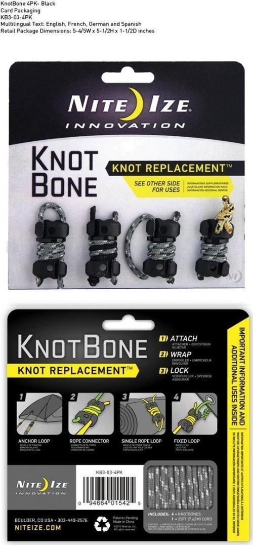 Nite-ize Knotbone No3 4Pack With Cord