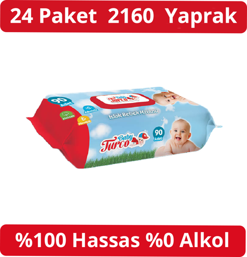 Islak Havlu Kapaklı 90'lı 24 Adet 2160 Yaprak
